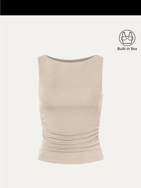 OGL Neutral Beige Sleeveless Tank with Built-In Bra